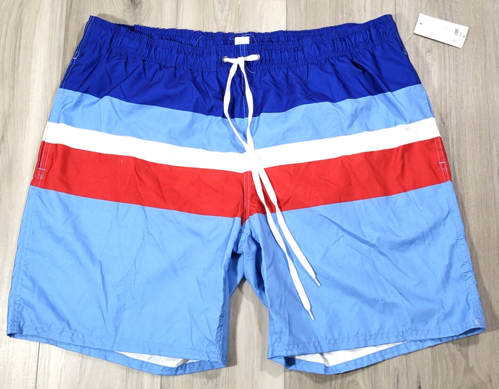 Outdoor Oasis Swim Trunks Men's 2XL Americana Stripe Pockets Big & Tall New